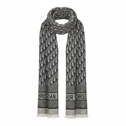 🧣 Dior Oblique Black & Grey Monogram Scarf – Bold Elegance & Iconic Luxury ✨