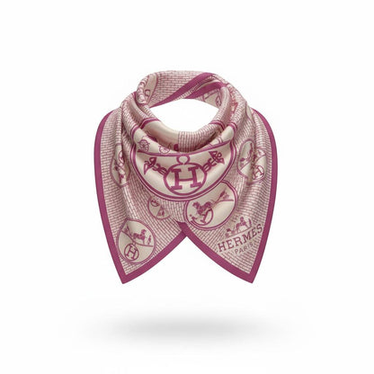 🧣 Hermès Carriage & H Silk Scarf – Iconic Heritage in Soft Pink ✨