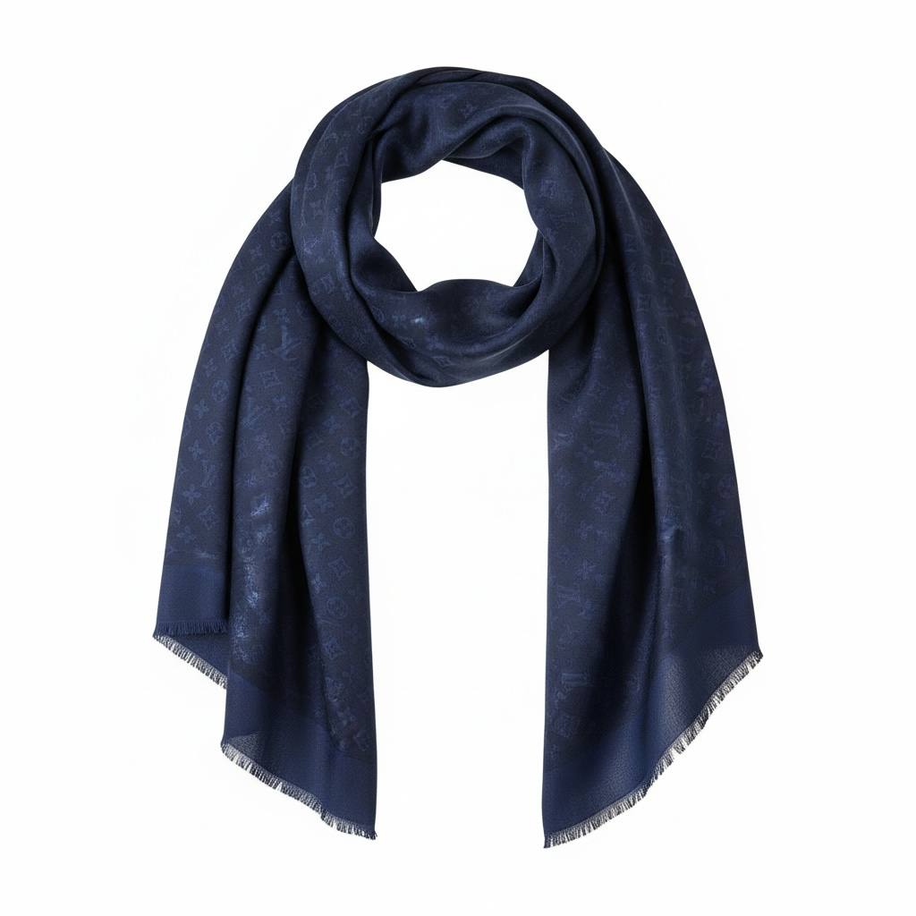 🧣 Louis Vuitton Navy Monogram Scarf – Understated Luxury & Timeless Style ✨