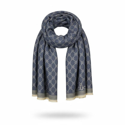 🧣 Gucci GG Monogram Blue Scarf – Timeless Italian Luxury ✨
