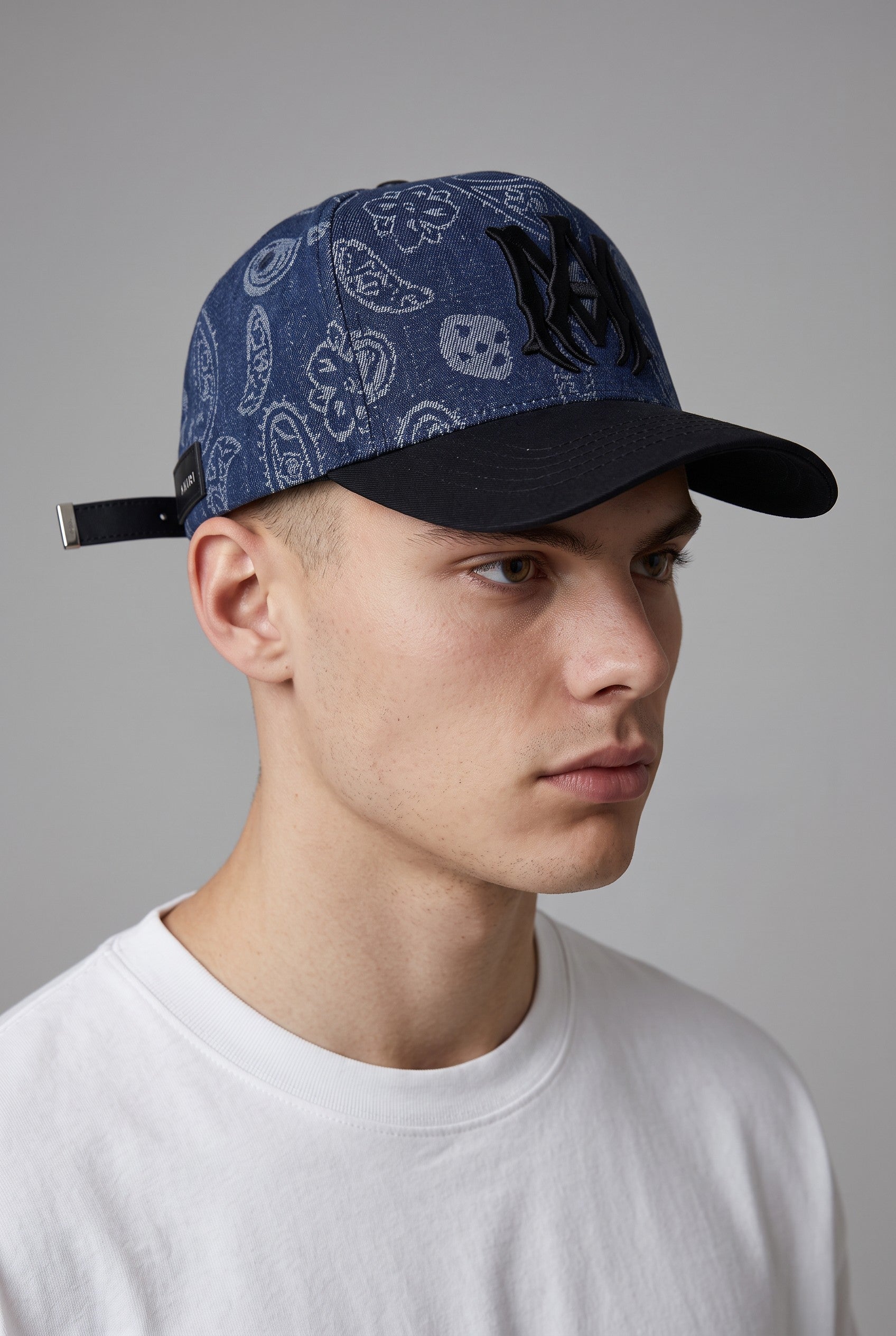 Amiri MA Paisley Denim Baseball Cap – Navy Blue & Black