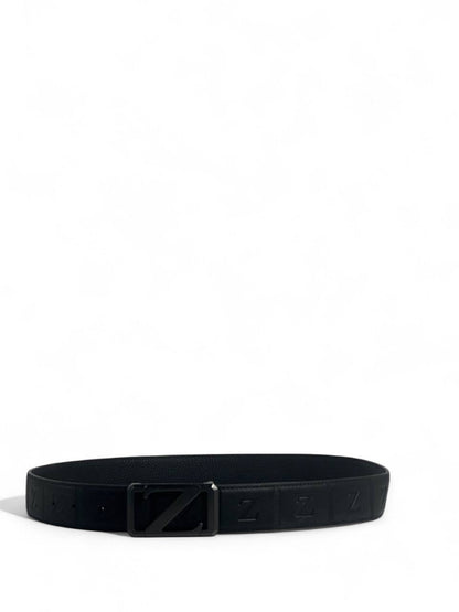 🖤 Z Style Black Belt – 110 cm | Embossed Pattern & Matte Black Buckle 🪄 | Premium Finish ✨