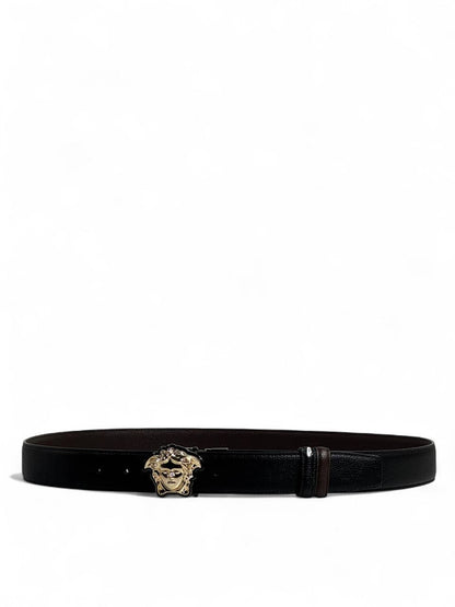 🖤 Versace Style Double-Face Belt – 125 cm | Gold Medusa Buckle 👑 | Reversible Premium Finish ✨