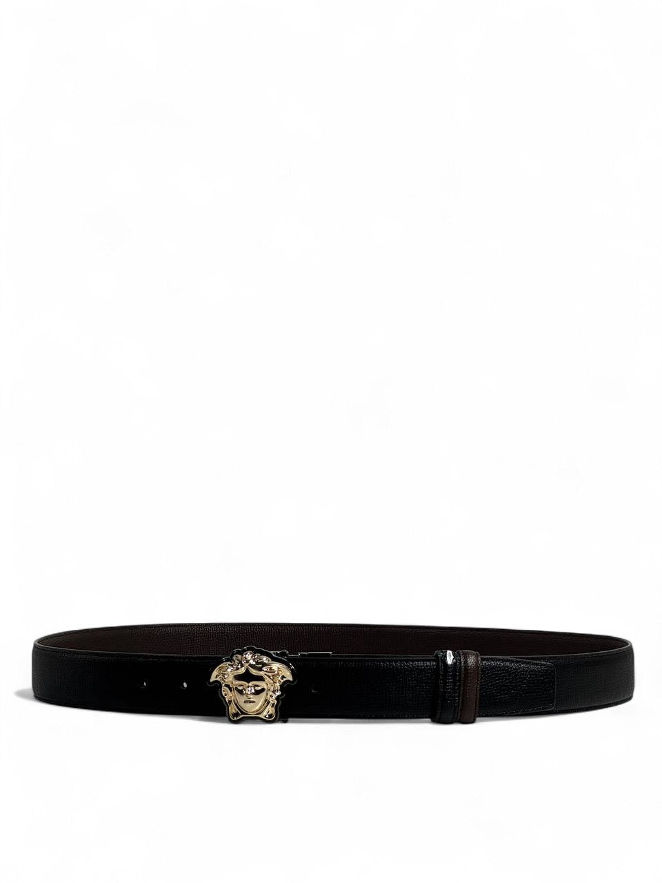 🖤 Versace Style Double-Face Belt – 125 cm | Gold Medusa Buckle 👑 | Reversible Premium Finish ✨
