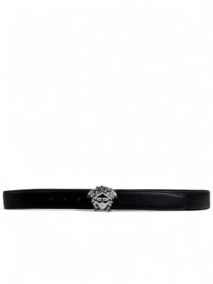 🖤 Versace Style Double-Face Belt – 120 cm | Silver Medusa Buckle ⚡👑 | Reversible Premium Finish ✨