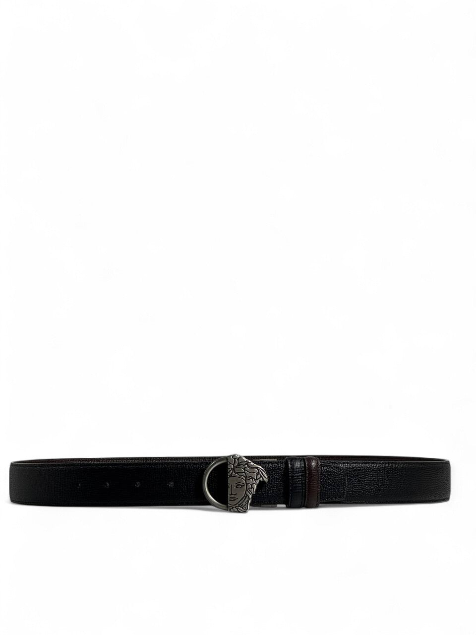 🖤 Versace Style Double-Face Belt – 115 cm | Silver Medusa Side Buckle ⚡👑 | Reversible Premium Finish ✨