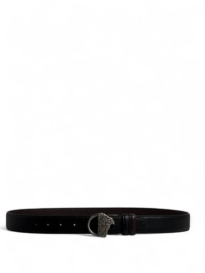 🖤 Versace Style Double-Face Belt – 115 cm | Silver Medusa Side Buckle ⚡👑 | Reversible Premium Finish ✨