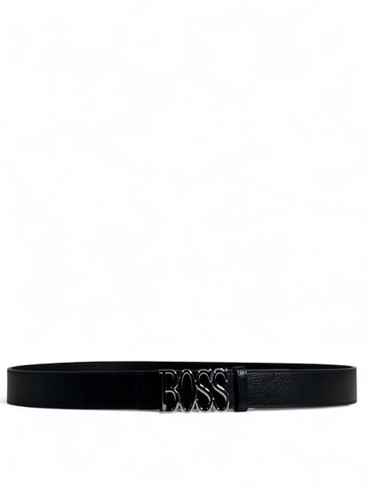 🖤 BOSS Style Black Belt – 110cm | Glossy Black “BOSS” Logo Buckle 🧥✨ | Sleek Modern Statement 👌