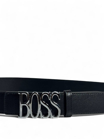 🖤 BOSS Style Black Belt – 110cm | Glossy Black “BOSS” Logo Buckle 🧥✨ | Sleek Modern Statement 👌