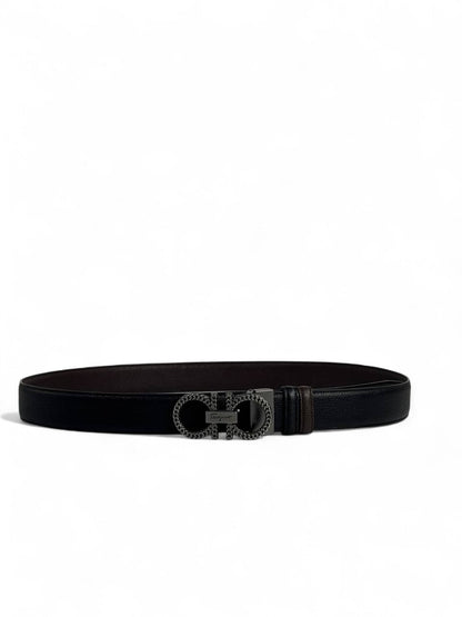 Ferragamo Black Leather Belt 🖤 | Iconic Double Gancini Buckle | 120 cm