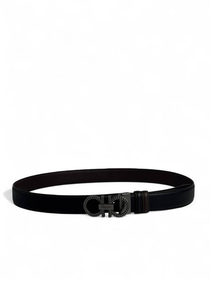 Ferragamo Black Leather Belt 🖤 | Iconic Double Gancini Buckle | 120 cm