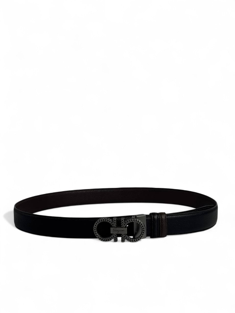 Ferragamo Black Leather Belt 🖤 | Iconic Double Gancini Buckle | 120 cm
