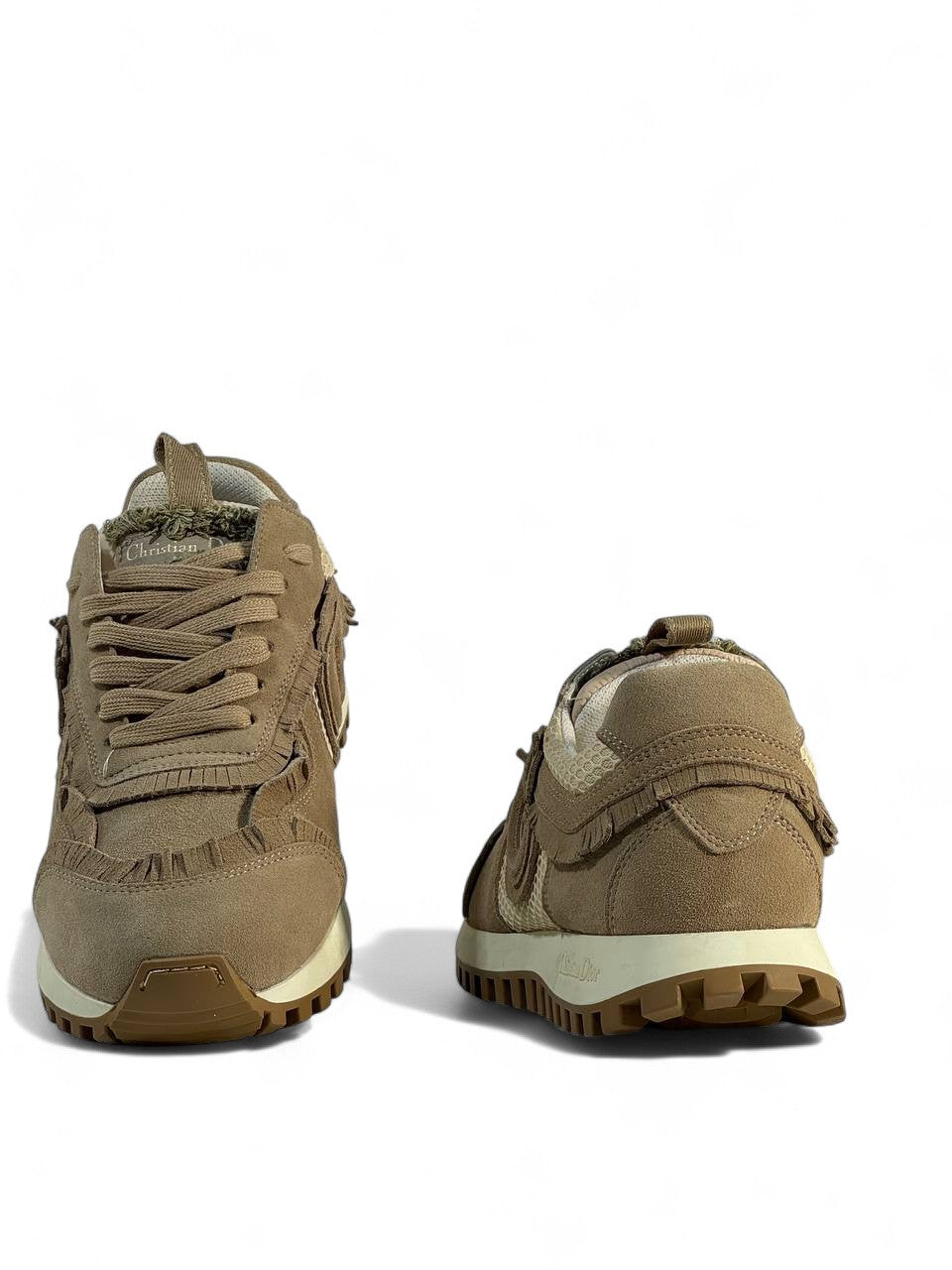 Christian Dior Beige Mesh & Suede Sneakers – Luxury Casual Unisex Shoes
