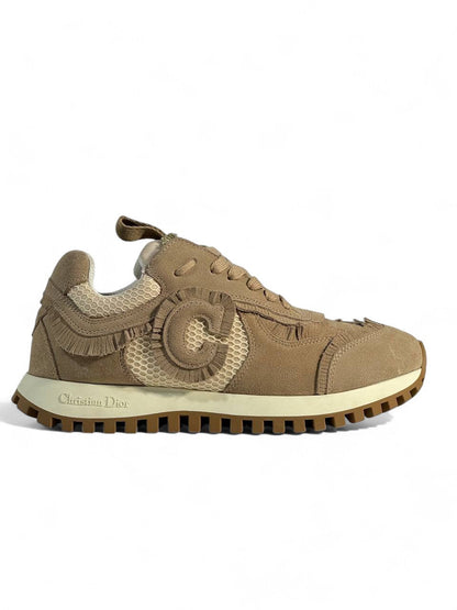 Christian Dior Beige Mesh & Suede Sneakers – Luxury Casual Unisex Shoes