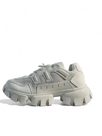 Prada Cloudbust Thunder Sneakers – Triple White, Bold Luxury Streetwear