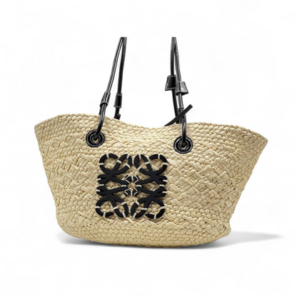 Loewe Raffia Basket Bag with Black Handles 🖤🌴 | Iconic Summer Tote with Anagram Logo