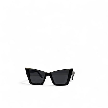 Saint Laurent Black Angular Sunglasses 🖤✨ | Gold Browline Detail & Sharp Cat-Eye Silhouette
