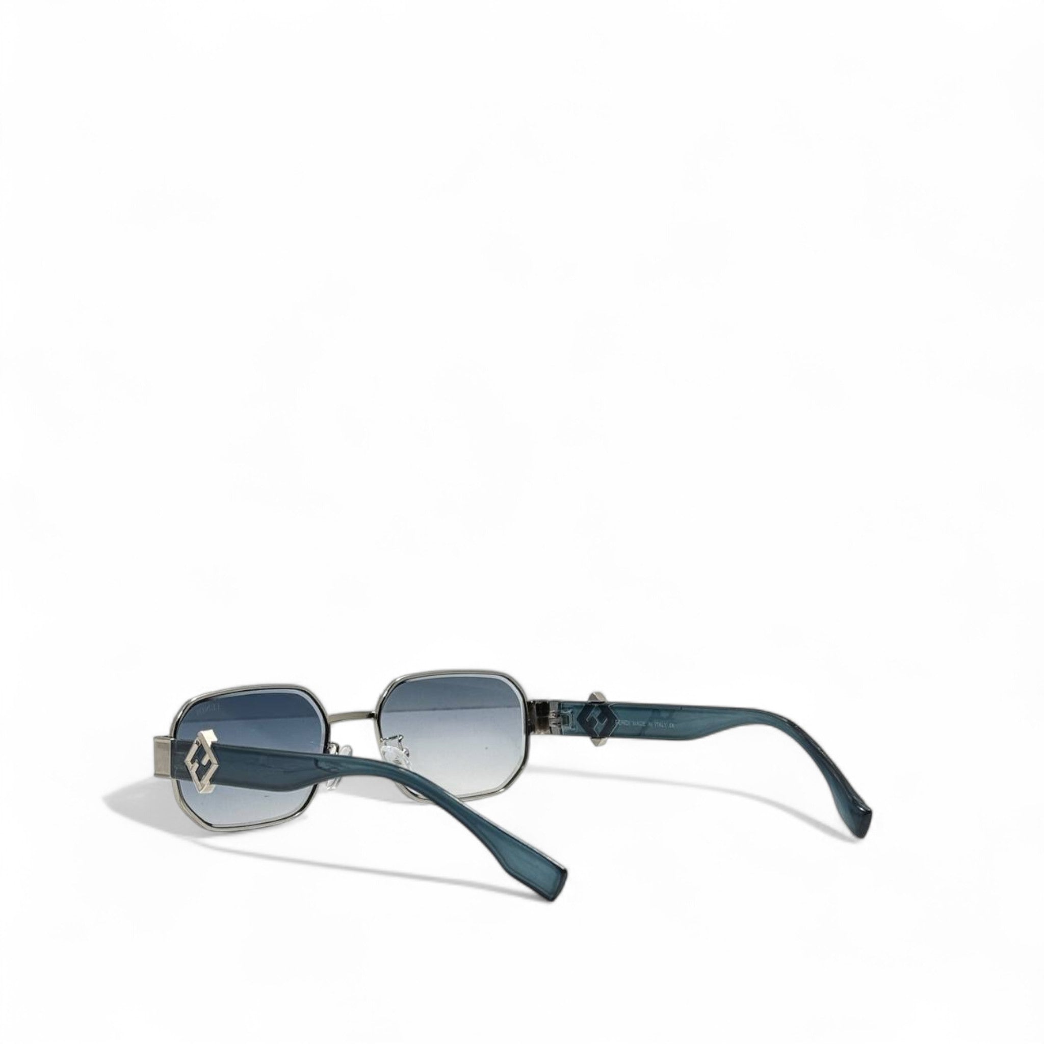 Fendi Silver Aviator Sunglasses 💙 | Blue Gradient Lenses & Logo Detail