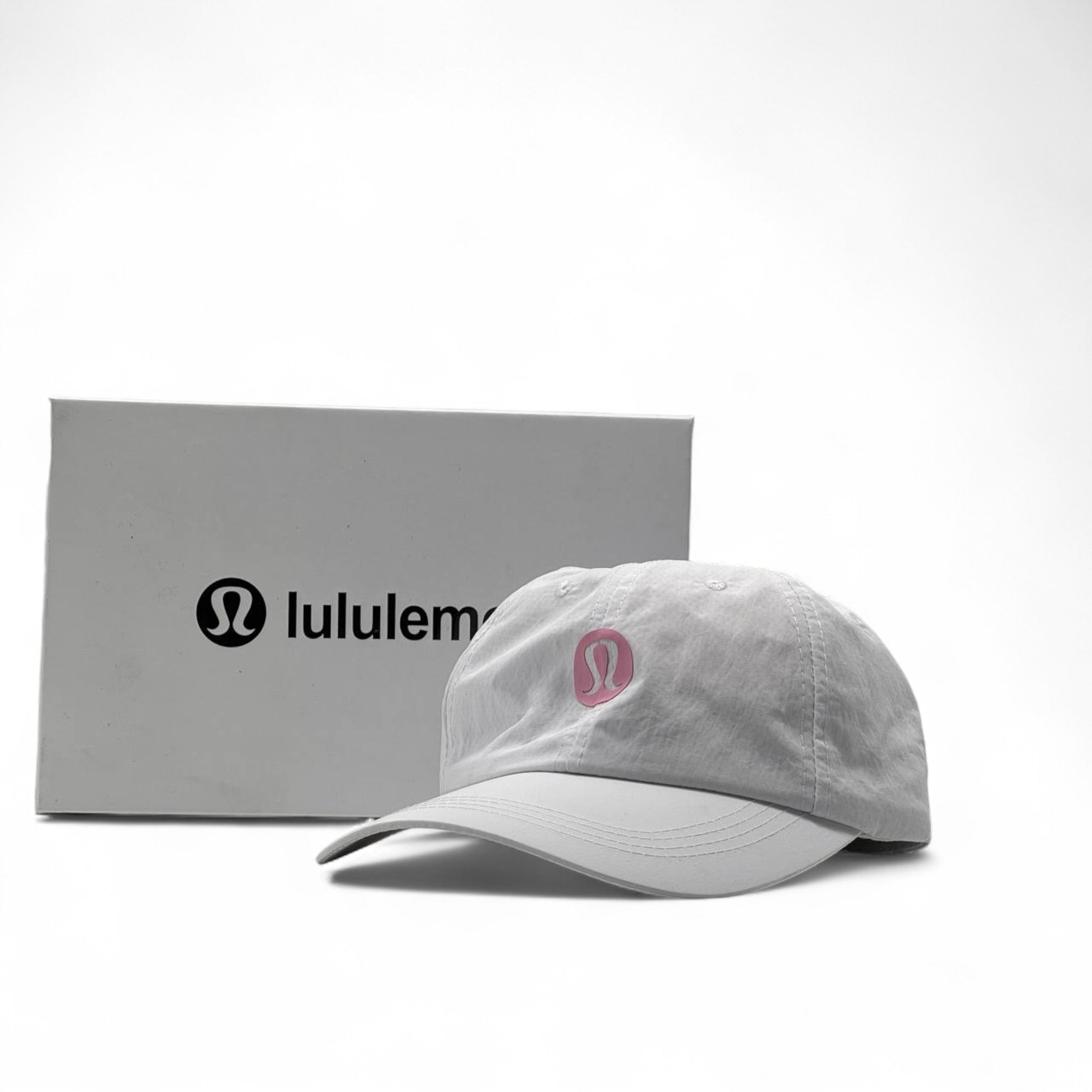 Lululemon White Baseball Cap with Pink Logo – With Box 💖✨