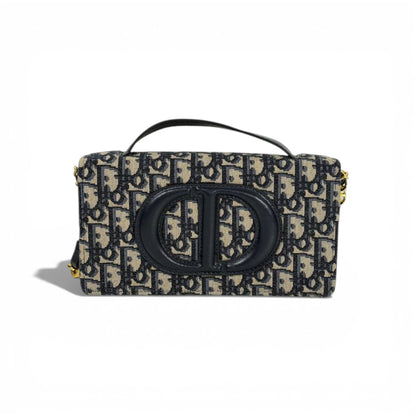 👜 Dior Oblique Style Mini Top-Handle Chain Bag – Black & Beige 🤍🖤
