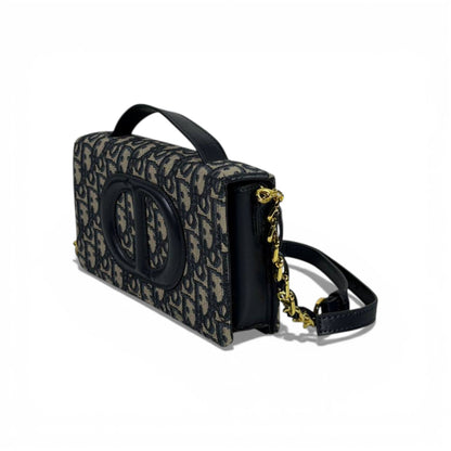 👜 Dior Oblique Style Mini Top-Handle Chain Bag – Black & Beige 🤍🖤