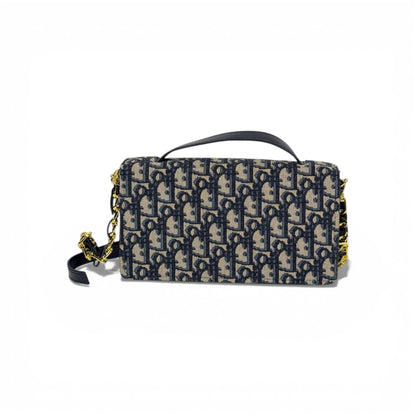 👜 Dior Oblique Style Mini Top-Handle Chain Bag – Black & Beige 🤍🖤