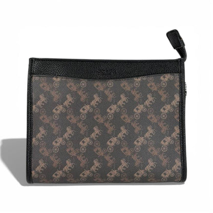 🖤 Coach Signature Style Zip Pouch – Black & Brown 🤎
