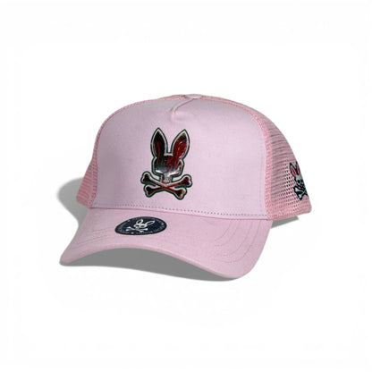 🧢 Psycho Bunny Pink Trucker Cap – Signature Skull Edition 💗🐰💀