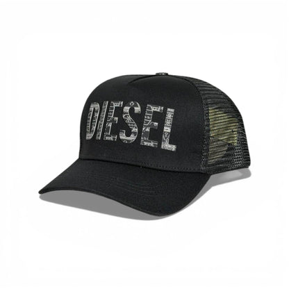 🧢 Diesel Black Trucker Cap – Patterned Logo Edition 🖤🔥