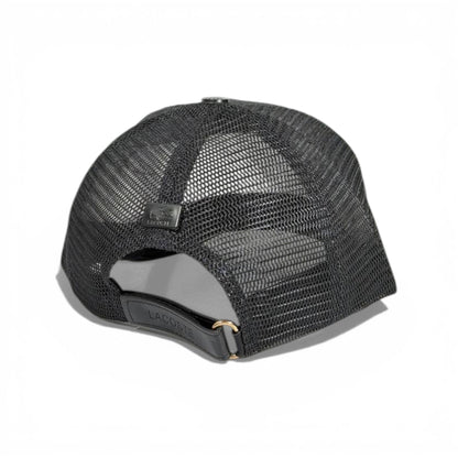 🧢 Lacoste Black Trucker Cap – Tonal Crocodile Edition 🖤🐊✨