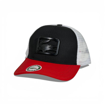 🧢 Lacoste Black, White & Red Trucker Cap – Bold Crocodile Statement 🖤❤️🐊