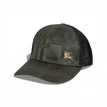 🧢 Burberry Olive Check Trucker Cap – Heritage Knight Edition 🤎🟢✨