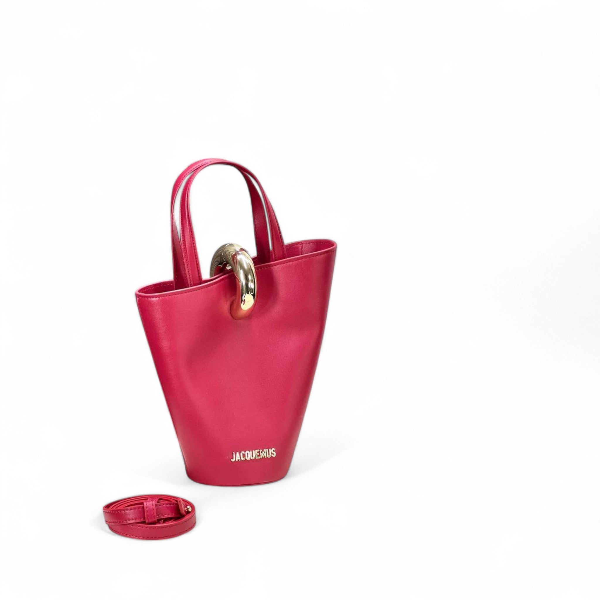 Jacquemus Pink Sculptural Tote Bag with Gold Handle Accent 💖✨