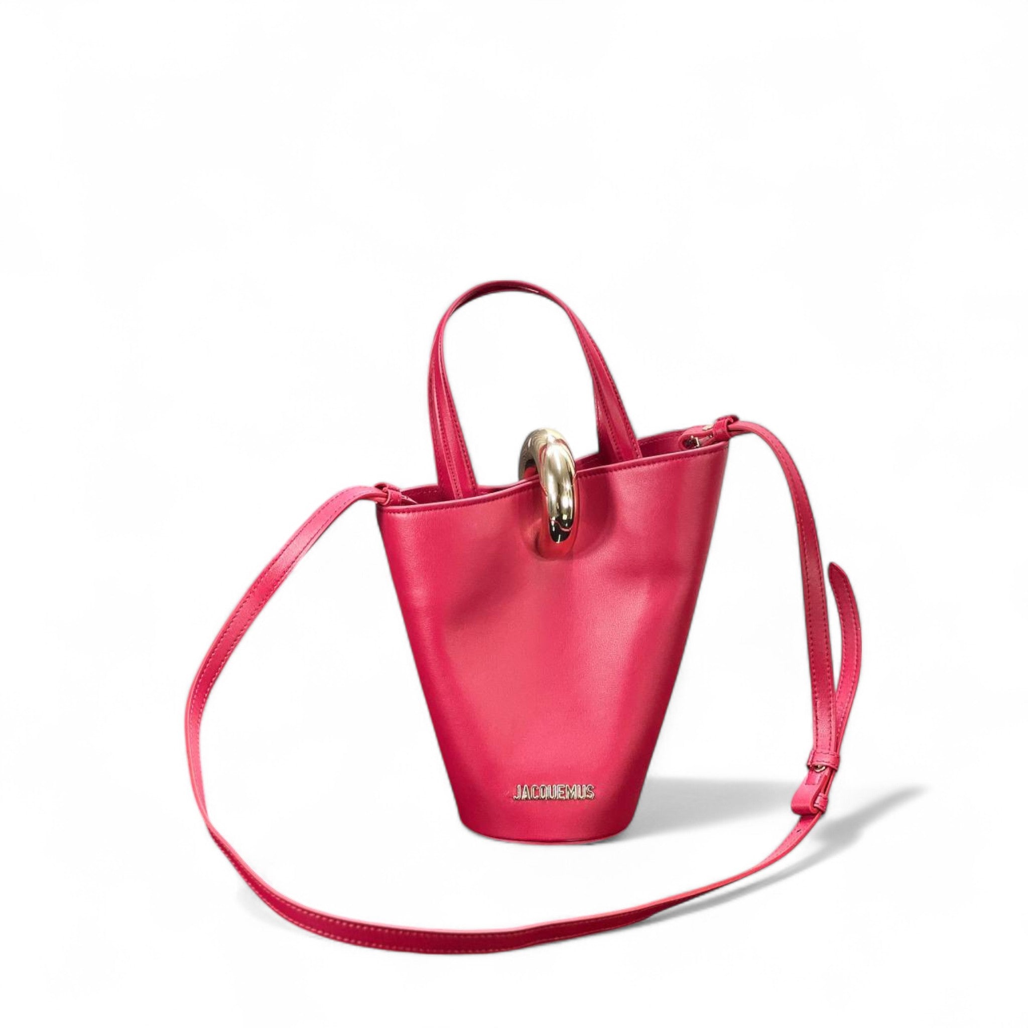 Jacquemus Pink Sculptural Tote Bag with Gold Handle Accent 💖✨