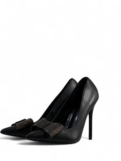 Louis Vuitton Black Monogram Bow Pumps – Elegant Luxury Pointed-Toe Heels