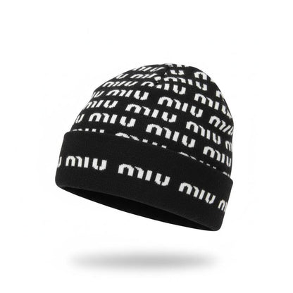 🖤 MIU MIU Repeated Logo Knit Beanie – Modern Iconic Winter Style ❄️