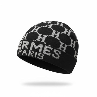 🖤 HERMÈS Paris Monogram Knit Beanie – Bold French Winter Luxury ❄️
