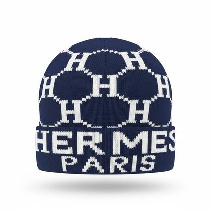 🔵 HERMÈS Paris Monogram Knit Beanie – Timeless French Winter Luxury ❄️