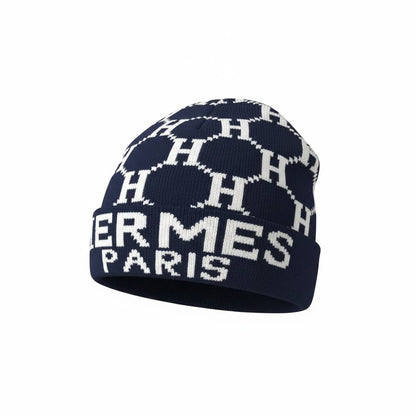 🔵 HERMÈS Paris Monogram Knit Beanie – Timeless French Winter Luxury ❄️