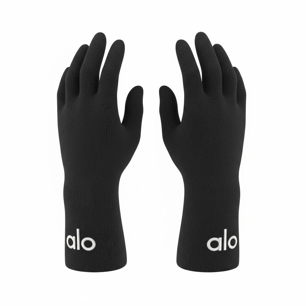 🖤 Alo Black Winter Knit Set – Beanie, Scarf & Gloves Premium Edition ❄️