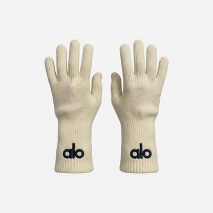 🤍 Alo Cream Winter Knit Set – Beanie, Scarf & Gloves Minimal Luxury ❄️