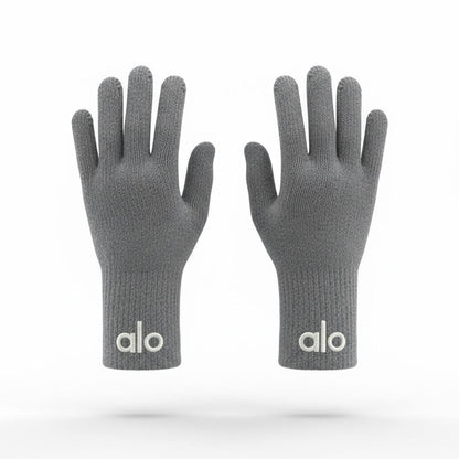 🩶 Alo Grey Winter Knit Set – Beanie, Scarf & Gloves Minimal Comfort ❄️