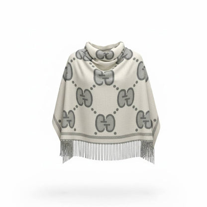 🧣 Gucci GG Double-Face Luxury Scarf – Grey & Ivory Signature Design