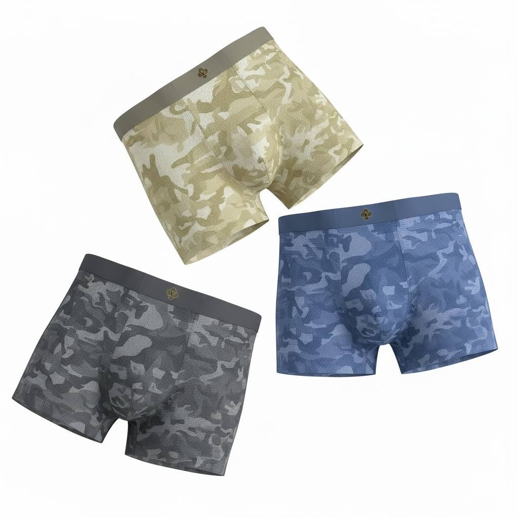 Louis Vuitton Inspired Camo Boxer Briefs 3-Pack – Premium Luxury Edition 🩲✨