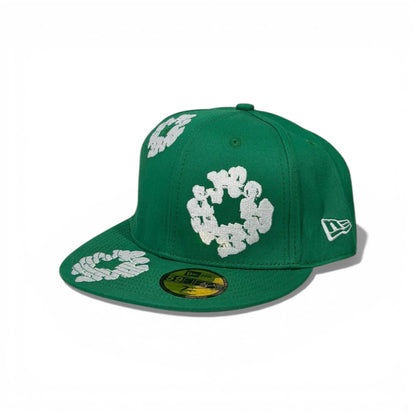 🧢 Denim Tears Green Flat Brim Cap – Iconic Cotton Wreath Statement 💚🌼