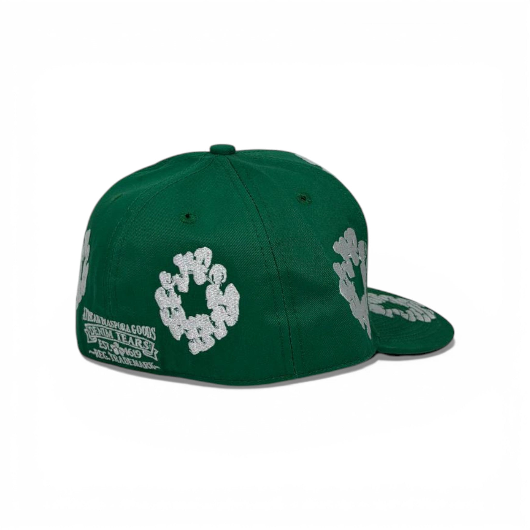 🧢 Denim Tears Green Flat Brim Cap – Iconic Cotton Wreath Statement 💚🌼