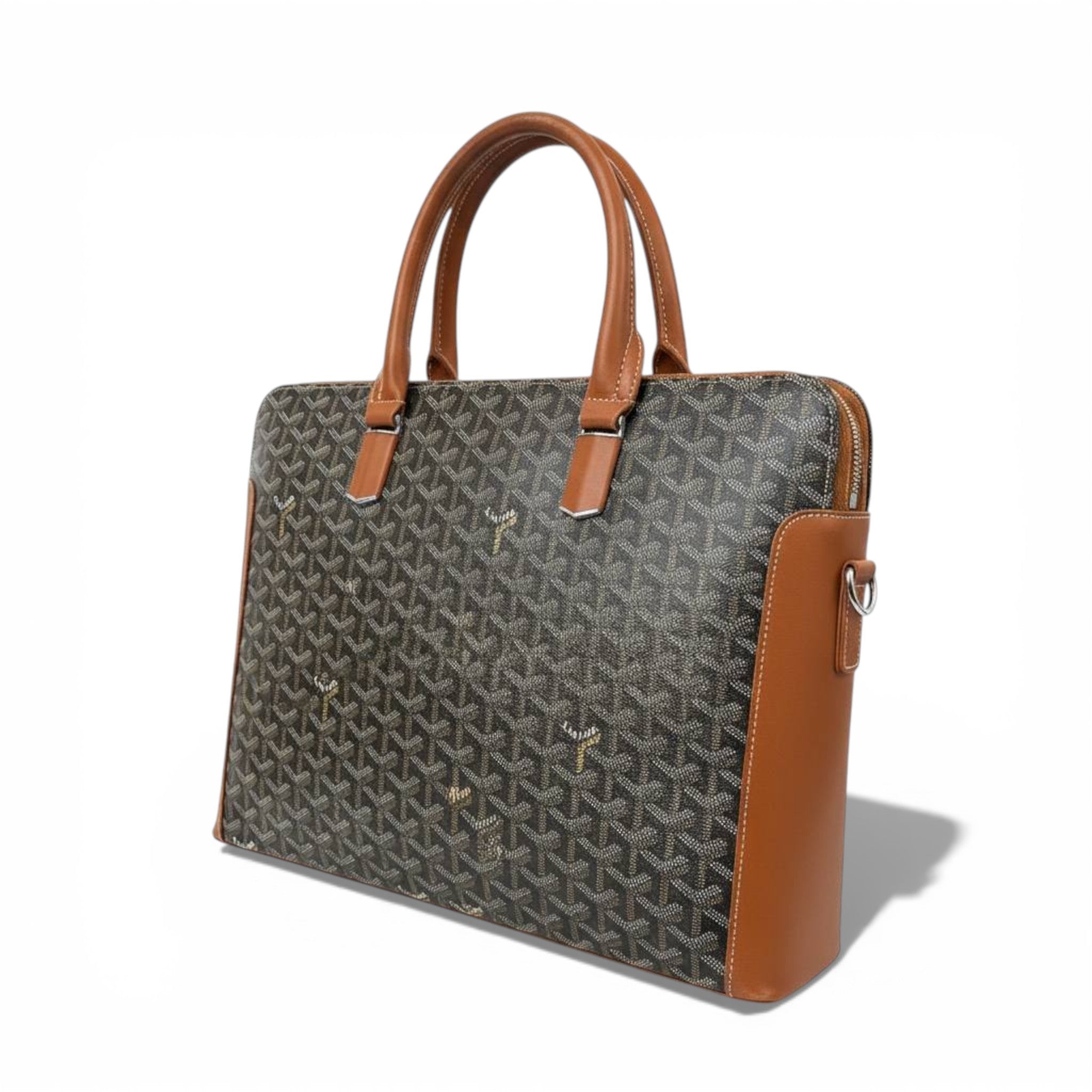 👜 Goyard Classic Monogram Structured Tote – Grey & Tan Leather | Timeless Luxury ✨