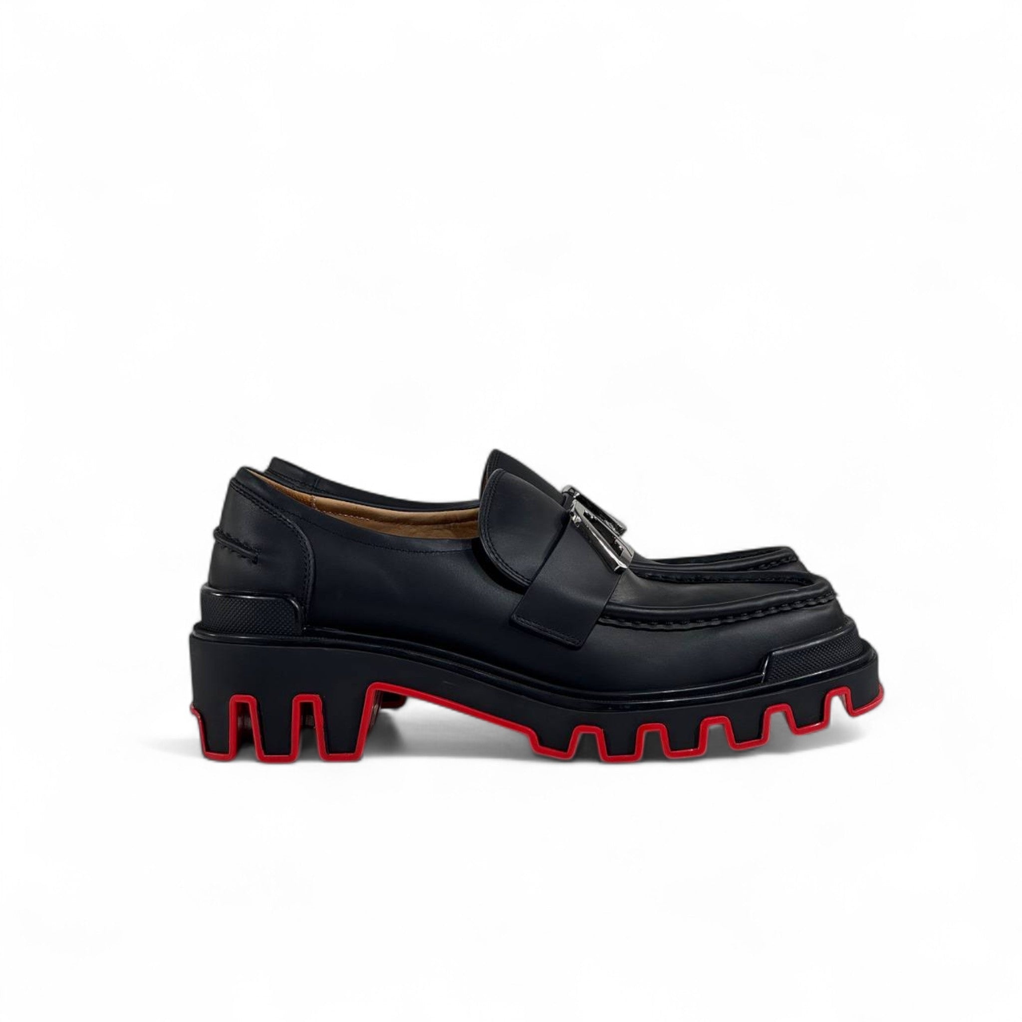 ✨ Christian Louboutin CL Logo Loafers – Black Leather with Red Sole 🔥 | Luxury Designer Men’s Shoes 👞
