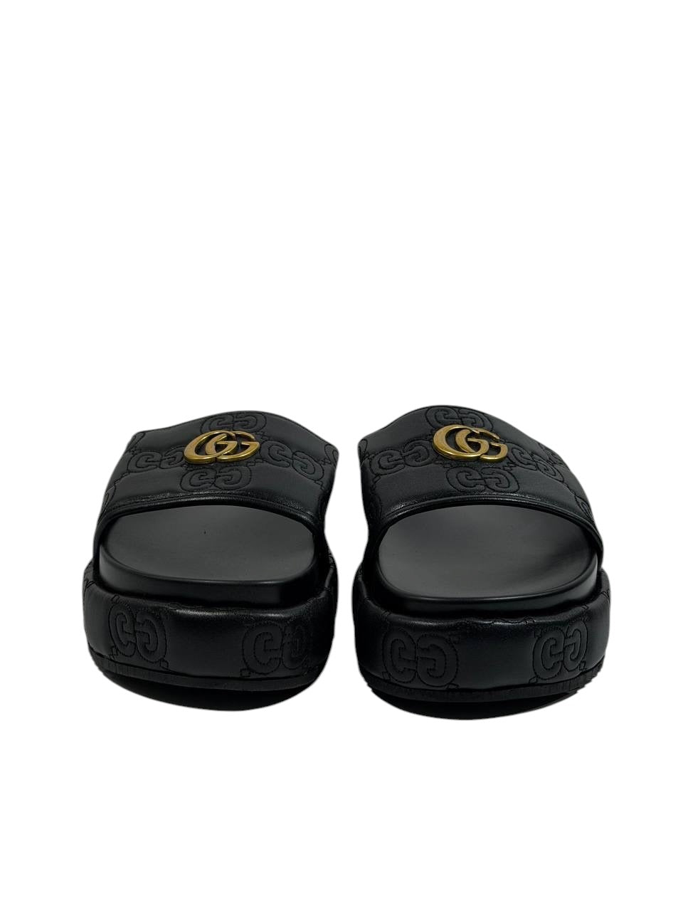 GUCCI GG Embossed Slide Sandals – Black Edition 🖤✨