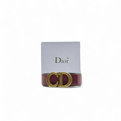Dior Burgundy Leather Belt 🍷 | 125cm | Gold CD Buckle + Box